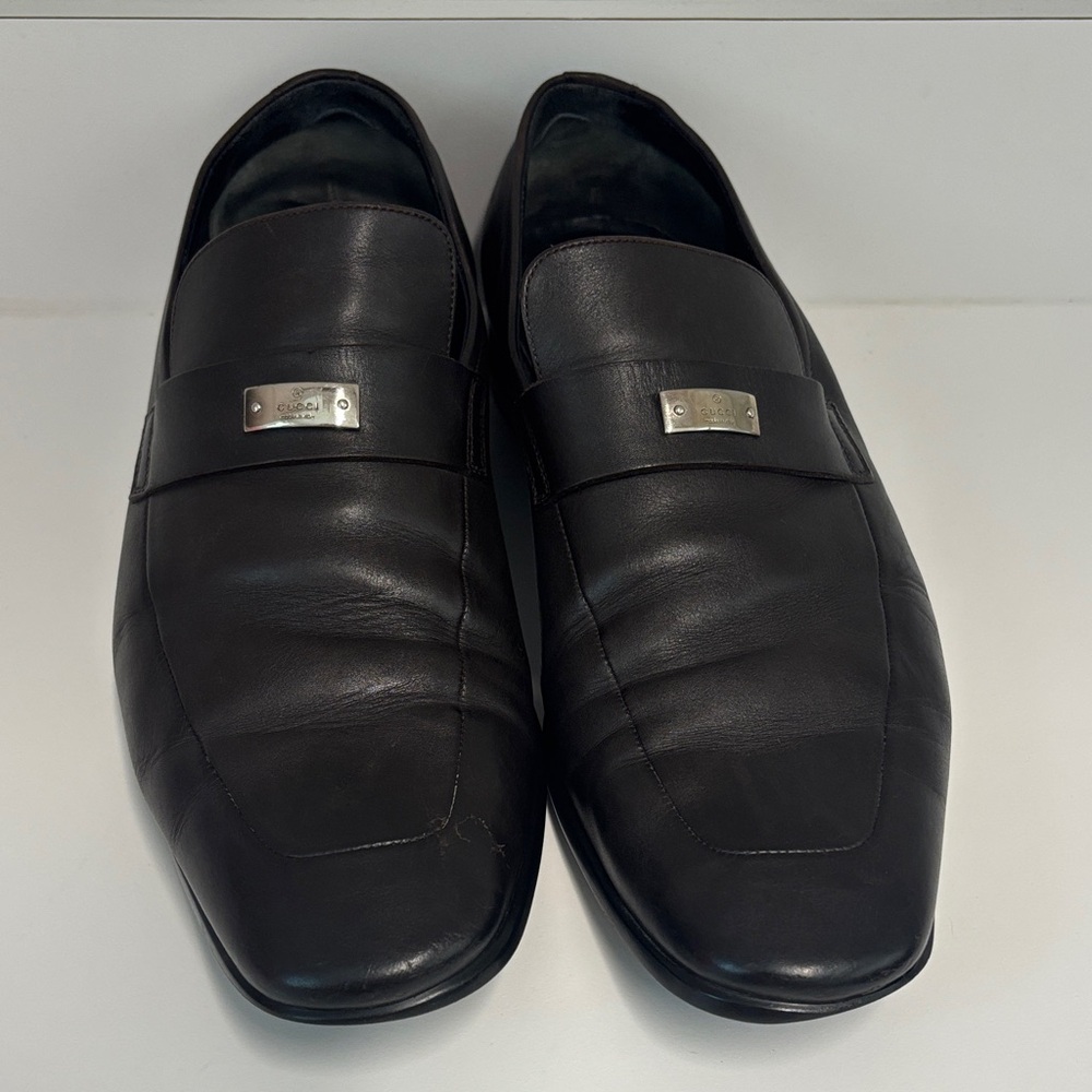 Gucci dark brown Leather Slip-On Loafers